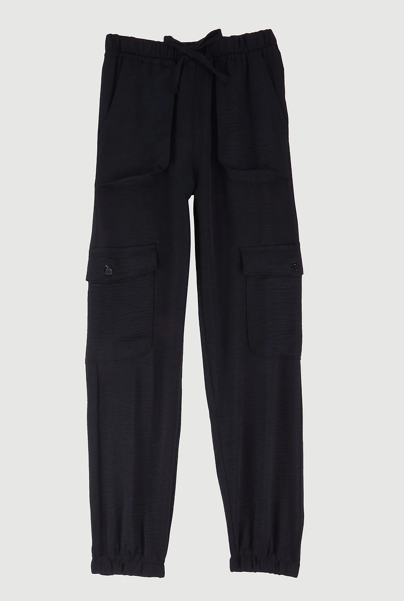 Girls Crepe Knit Cargo Joggers,