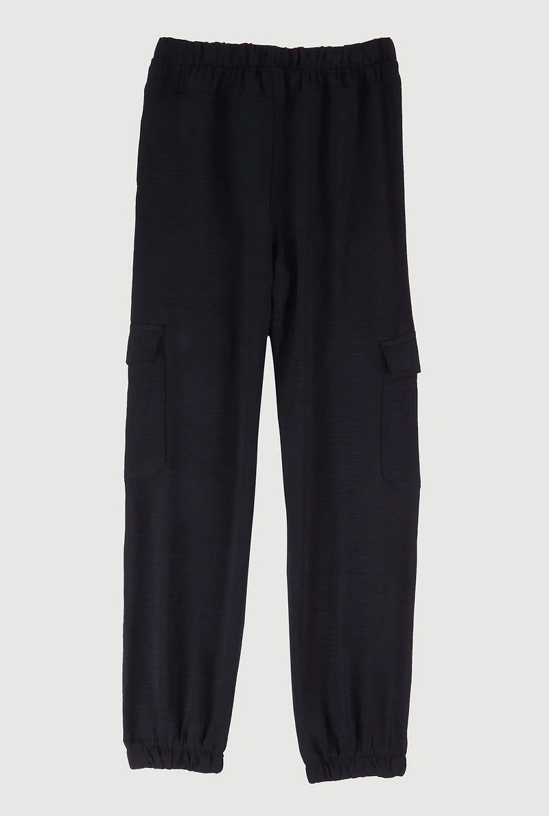 Girls Crepe Knit Cargo Joggers,
