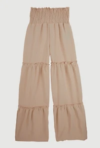 Girls Smocked Tiered Palazzo Pants
