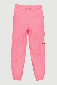 Girls Cargo Joggers with Tie Waist Belt