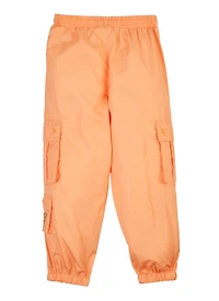 Girls Nylon Cargo Jogger Pants, Orange,