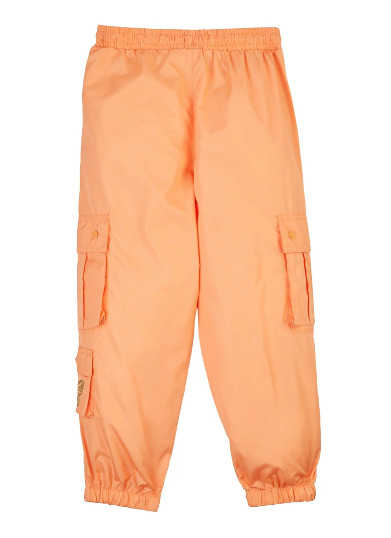 Girls Nylon Cargo Jogger Pants, Orange, Size 14-16