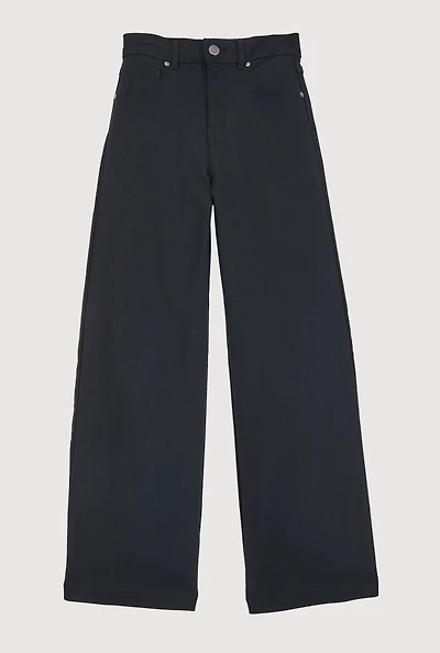 Girls Hyperstretch Wide Leg Pants, Black, Size 10-12