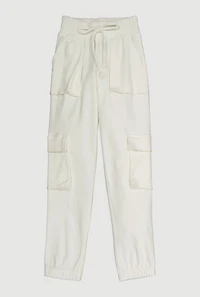 Girls Hyperstretch Cargo Pants, White, Size 10-12