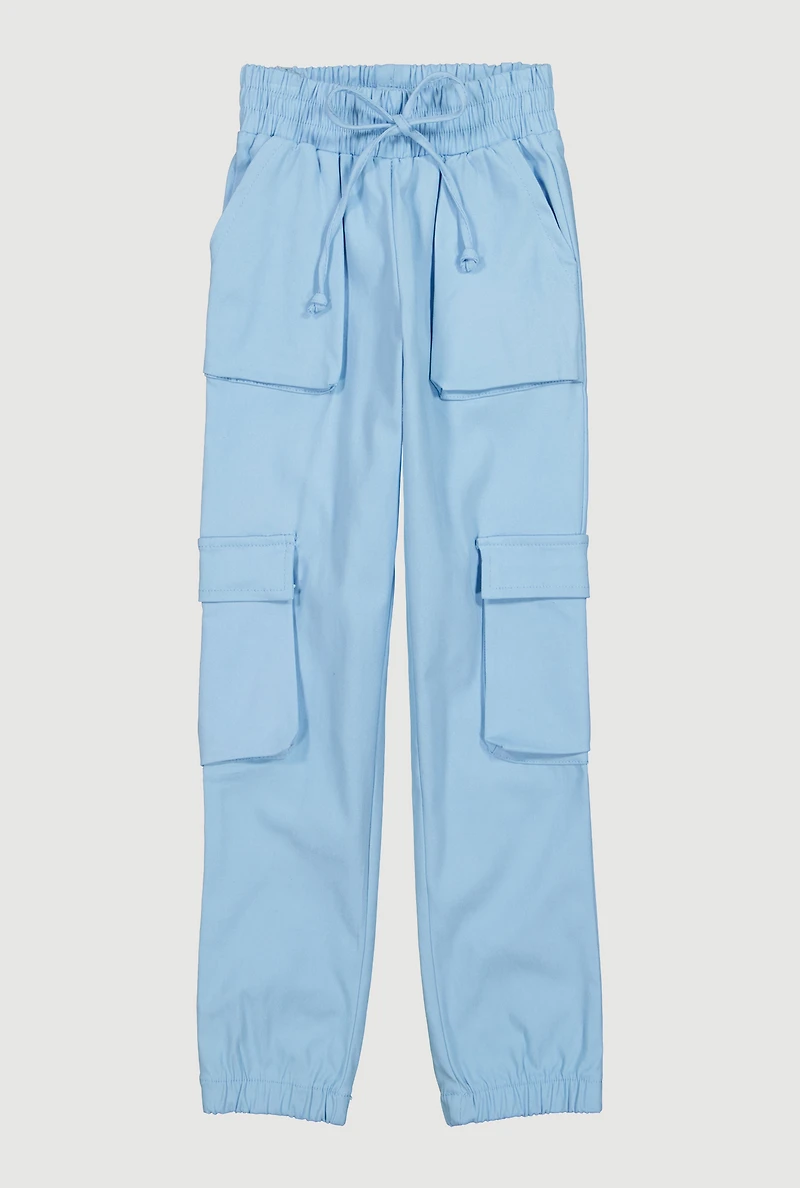 Girls Hyperstretch Cargo Pants, Blue, Size 10-12