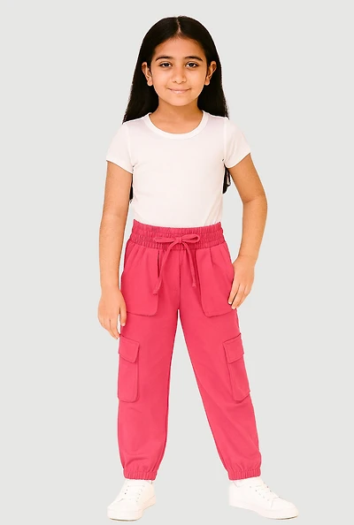 Girls Hyperstretch Cargo Pants, Pink,