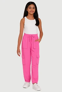 Girls Hyperstretch Cargo Joggers, Pink,