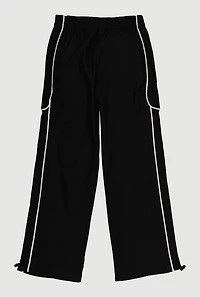 Girls Contrast Piping Pleated Knee Pull On Pants