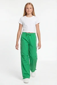Girls Contrast Piping Pleated Knee Pull On Pants