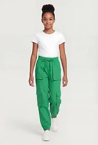 Girls Faux Drawstring Stretchy Cargo Joggers