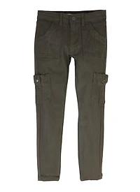 Girls Twill Skinny Cargo Pants, Green,