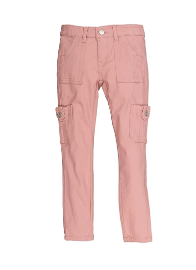 Girls Twill Skinny Cargo Pants, Pink, Size 14