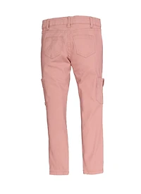 Girls Twill Skinny Cargo Pants, Pink, Size 14