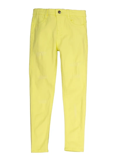 Girls Distressed Twill Skinny Pants