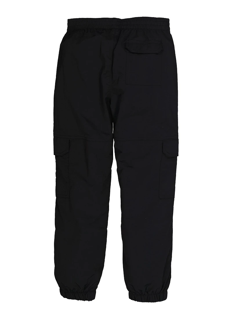 Girls Nylon Parachute Pants, Black, Size 7-8