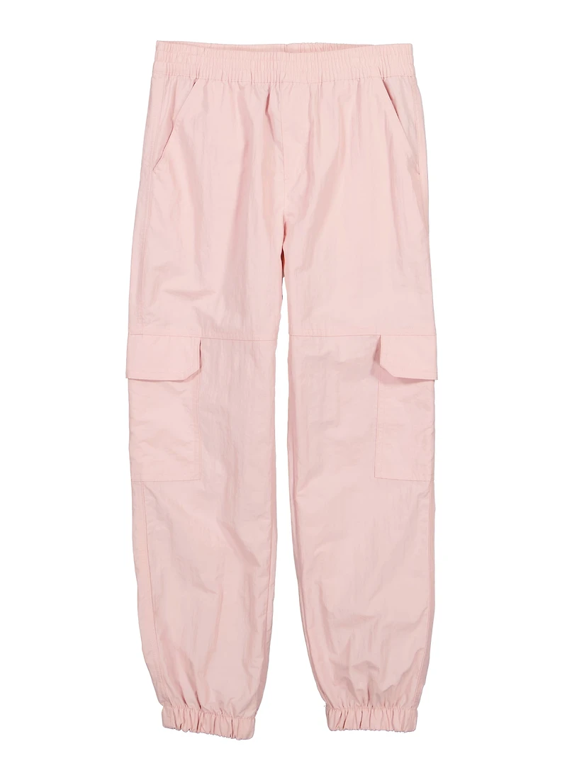 Girls Nylon Parachute Pants, Pink, Size 14