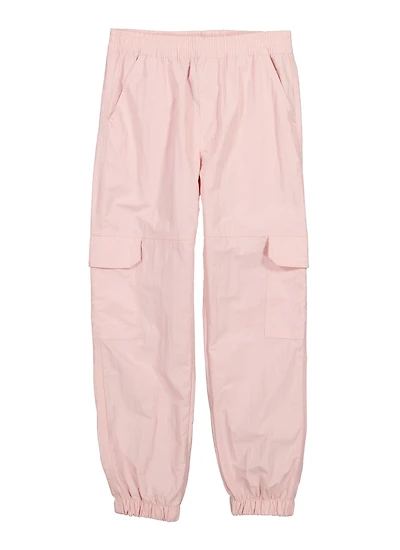 Girls Nylon Parachute Pants, Pink, Size 14