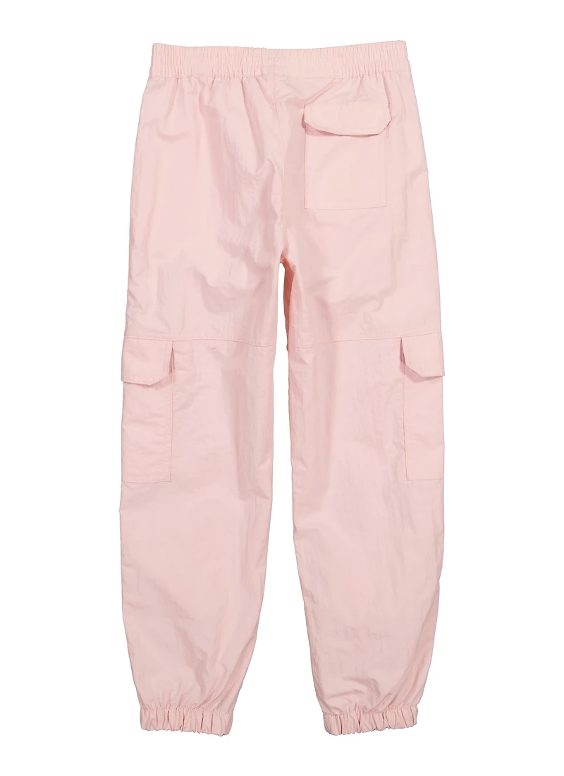 Girls Nylon Parachute Pants, Pink, Size 14