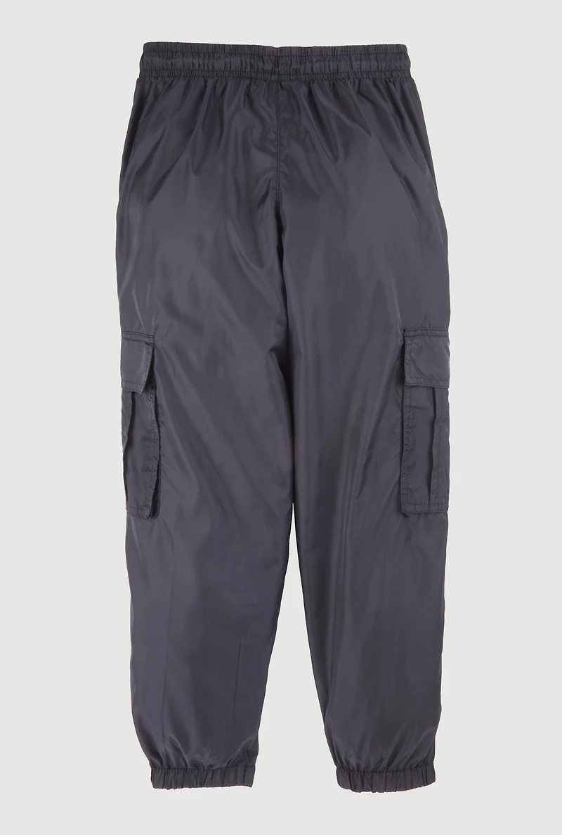 Girls Nylon Parachute Cargo Pants, 10-12