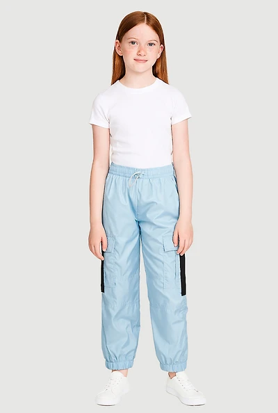 Girls Nylon Parachute Cargo Pants