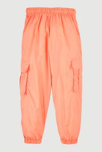 Girls Nylon Parachute Cargo Pants, Orange, Size 14-16