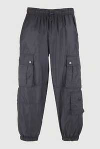 Girls Nylon Toggle Drawstring Cargo Joggers,