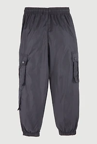 Girls Nylon Toggle Drawstring Cargo Joggers,