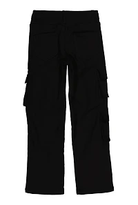 Girls Hyperstretch Straight Leg Cargo Pants, Black, Size 7