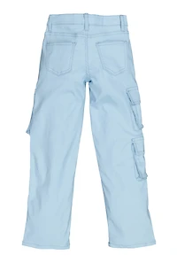 Girls Hyperstretch Straight Leg Cargo Pants, Blue, Size 8