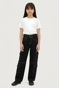Girls Relaxed Straight Leg Mid Rise Pants