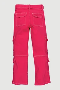 Girls Relaxed Straight Leg Mid Rise Pants, Pink,