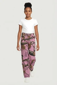 Girls Tree Camo Twill Belted Utility Pants