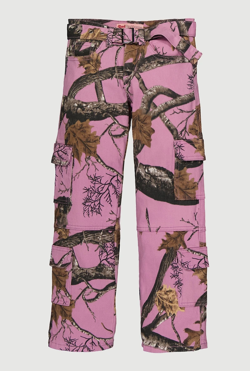 Girls Tree Camo Twill Belted Utility Pants