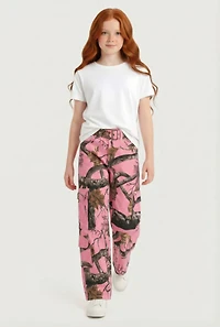 Girls Tree Camo Twill Belted Utility Pants