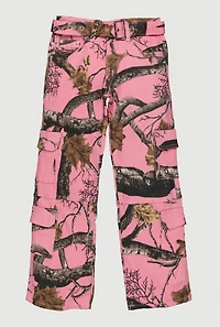 Girls Tree Camo Twill Belted Utility Pants