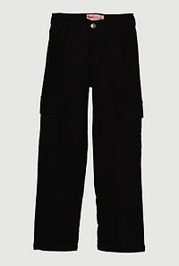 Girls Adjustable Waistband Relaxed Straight Leg Cargo Pants
