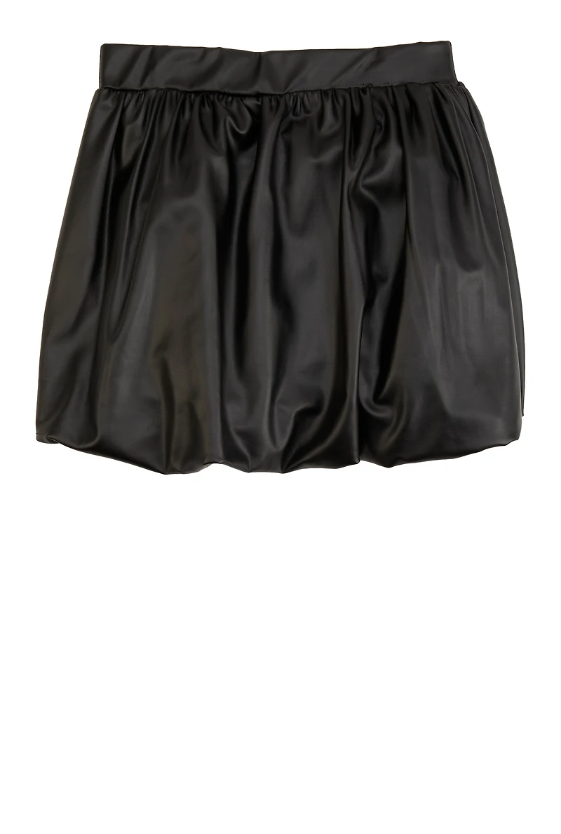 Girls Faux Leather Bubble Skirt