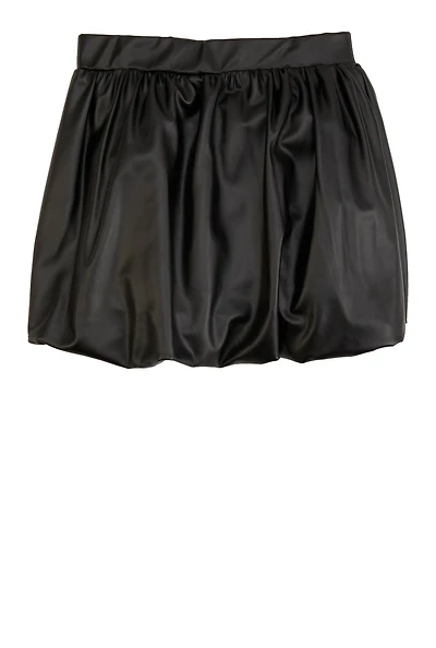 Girls Faux Leather Bubble Skirt