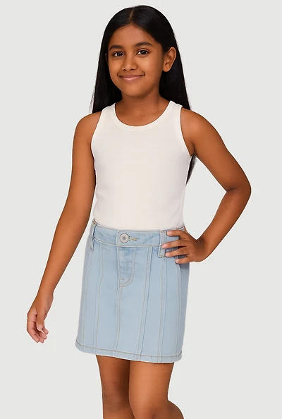 Girls Denim Pintuck Skirt