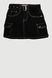 Girls Twill Belted Cargo Skirt,
