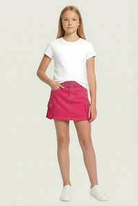 Girls Twill Belted Cargo Skirt