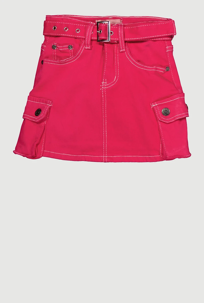 Girls Twill Belted Cargo Skirt