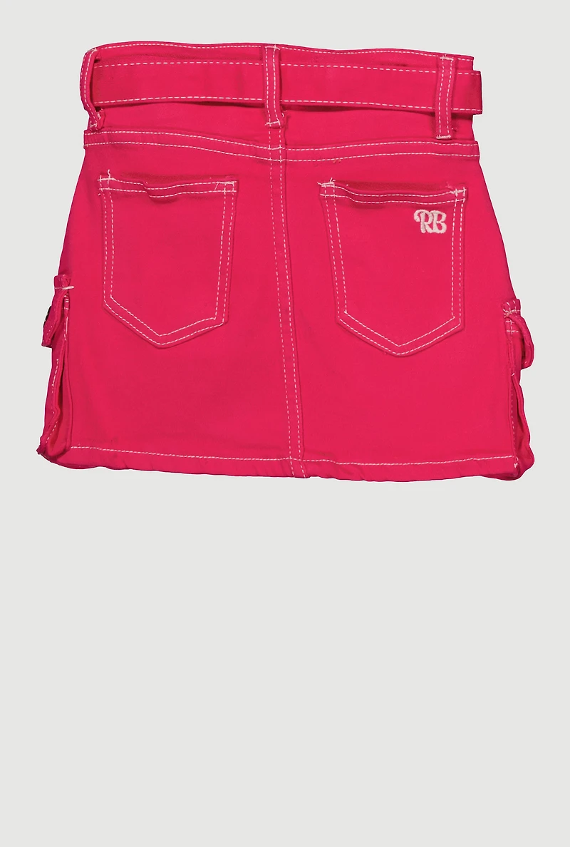 Girls Twill Belted Cargo Skirt