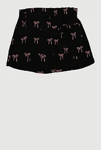 Girls Pleated Bow Print Skirt