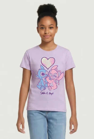 Girls Stitch and Angel Heart Graphic Tee