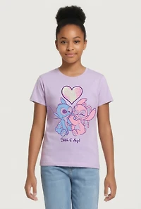 Girls Stitch and Angel Heart Graphic Tee