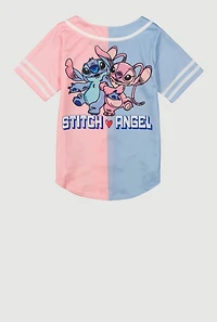 Girls Stitch and Angel Ohana Graphic Baseball Jersey