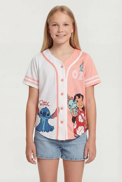 Girls Lilo and Stitch Ohana Baseball Jersey
