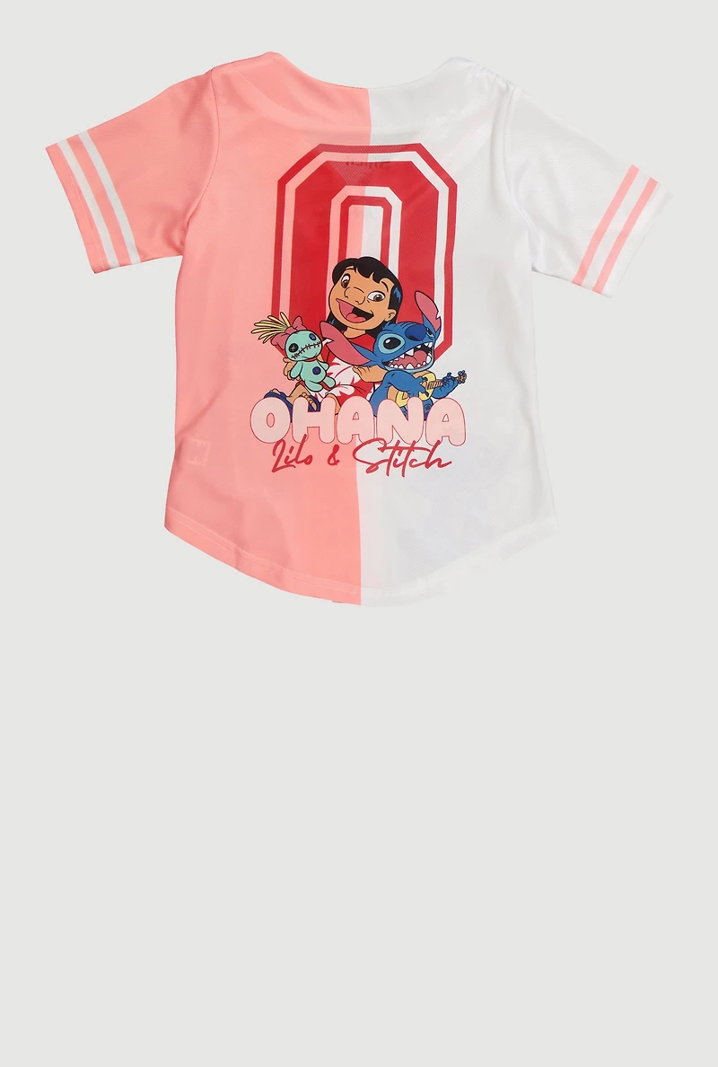 Girls Lilo and Stitch Ohana Baseball Jersey