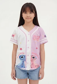 Girls Stitch and Angel Cosmic Cuties Baseball Jersey
